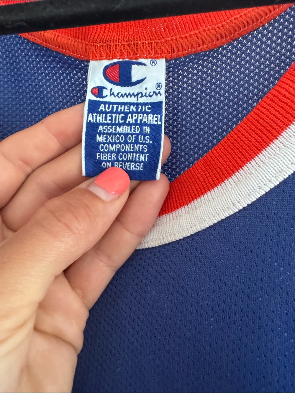 Champion Blue Basketball Jersey with Red Logo Accent - Picture 3 of 4
